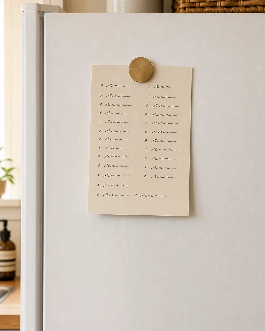 A photo for idea 5: magnet a running inventory list to the outside of the door