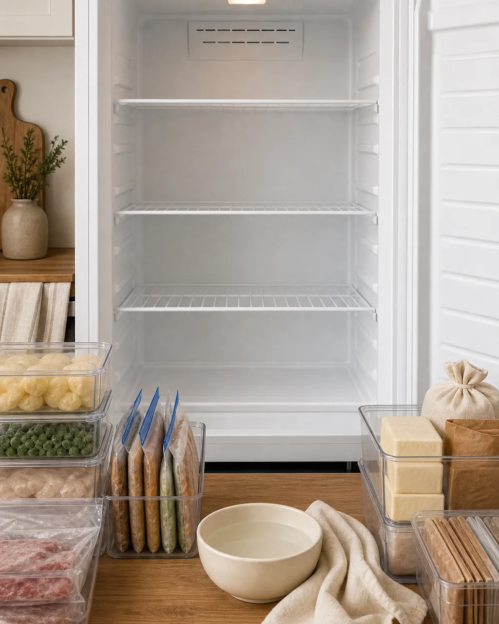 A photo for idea 11: defrost once a quarter — empty, wipe, restart the system