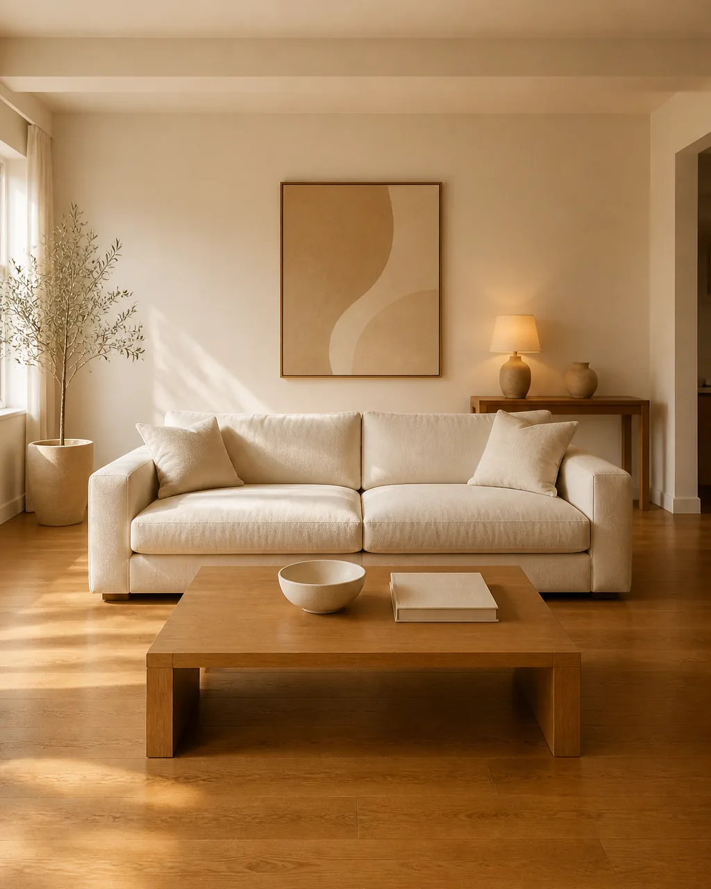 A photo for idea 3: pull the sofa three feet from the wall and float the coffee table in front
