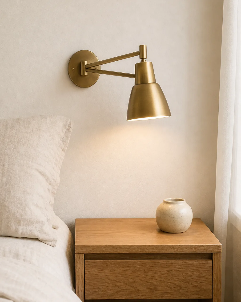 A photo for idea 9: switch to wall-mounted reading lights so the nightstand stays clear